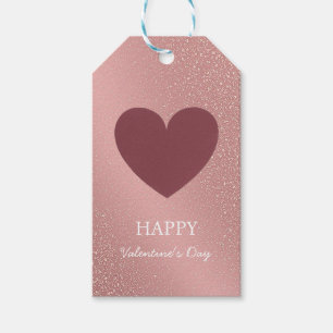 Elegant Happy Valentine's Day Rose Gold Glitzer Geschenkanhänger