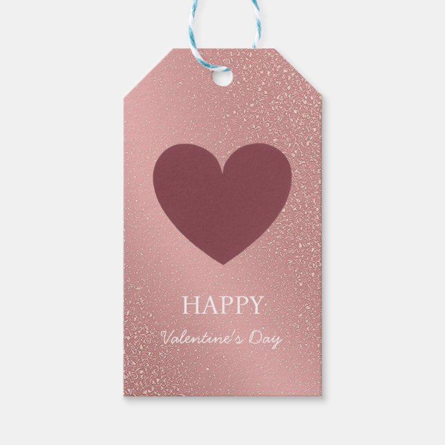 Elegant Happy Valentine's Day Rose Gold Glitzer Geschenkanhänger (Vorderseite)
