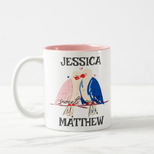 Elegant Happy Valentines Day Sweet Couple Name Zweifarbige Tasse