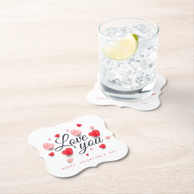 Elegant Happy Valentine's Day Untersetzer (Vor Ort)