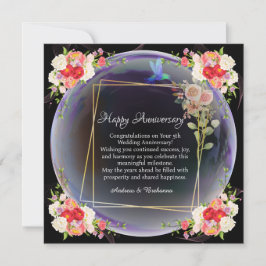 Elegant Happy Wedding Anniversary Pink Floral Mitteilungskarte