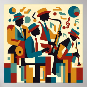 Elegant Harlem Renaissance Abstrakt Jazz Quartett Poster
