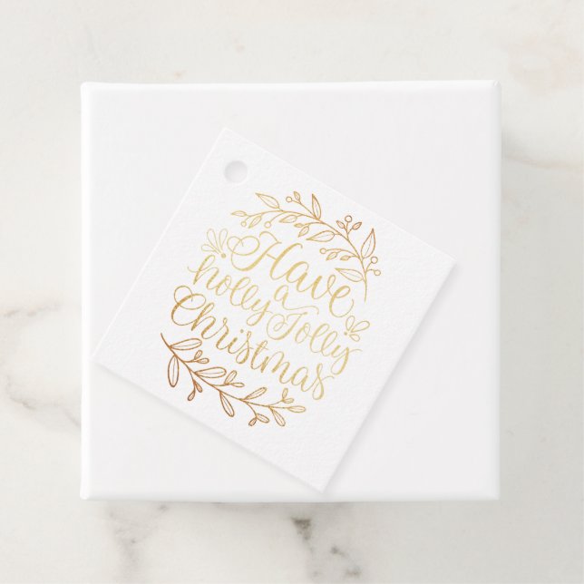 Elegant Have a Holly Jolly Christmas Calligraphy Geschenkanhänger (Beispiel)