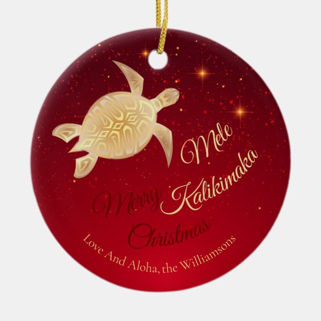 Elegant Hawaiian Christmas Keramik Ornament (Vorne)