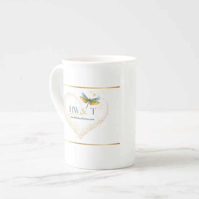 Elegant HealWell & Thrive Prozellantasse (Vorderseite Links)