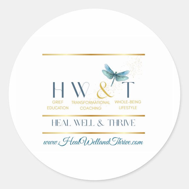 Elegant HealWell & Thrive Runder Aufkleber (Vorderseite)