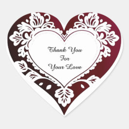 Elegant Heart Card With Red Roses Herz-Aufkleber