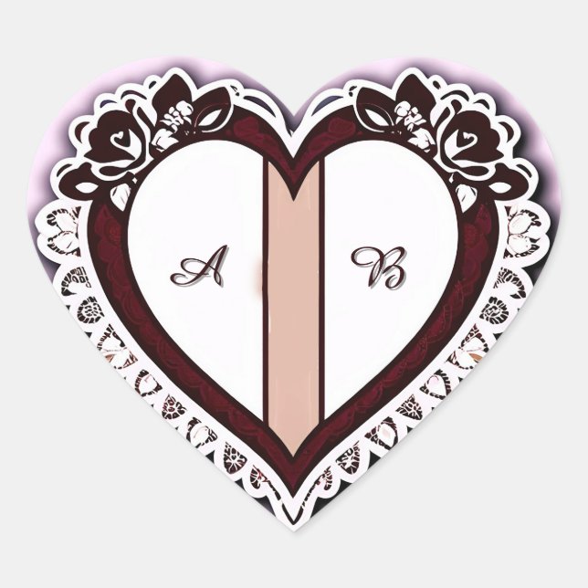 Elegant Heart Card With Red Roses Herz-Aufkleber (Vorderseite)