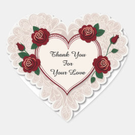 Elegant Heart Card With Red Roses Herz-Aufkleber