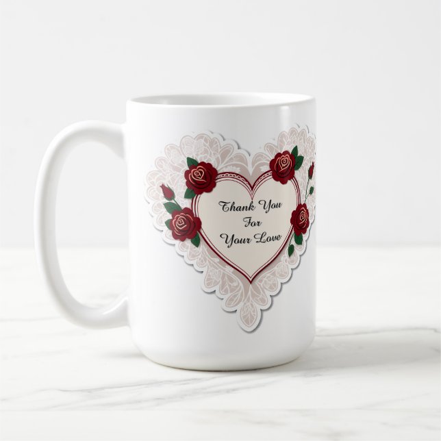 Elegant Heart Card With Red Roses Kaffeetasse (Links)