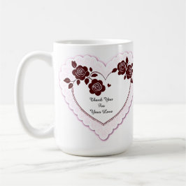Elegant Heart Card With Red Roses Kaffeetasse