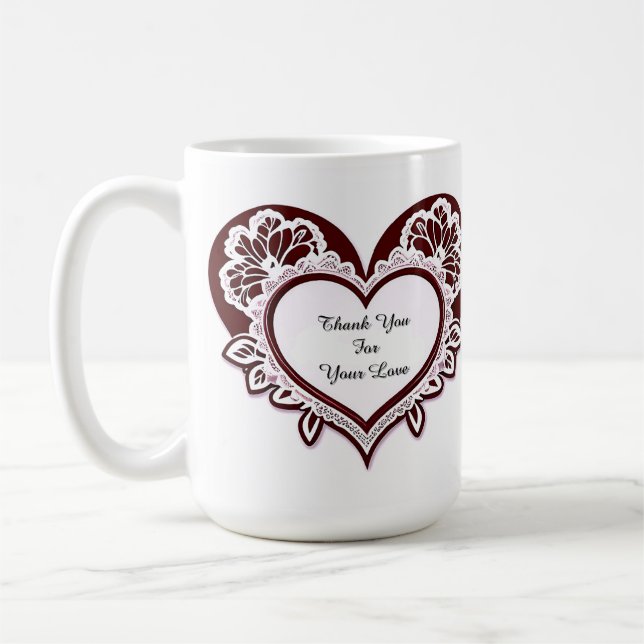Elegant Heart Card With Red Roses Kaffeetasse (Links)