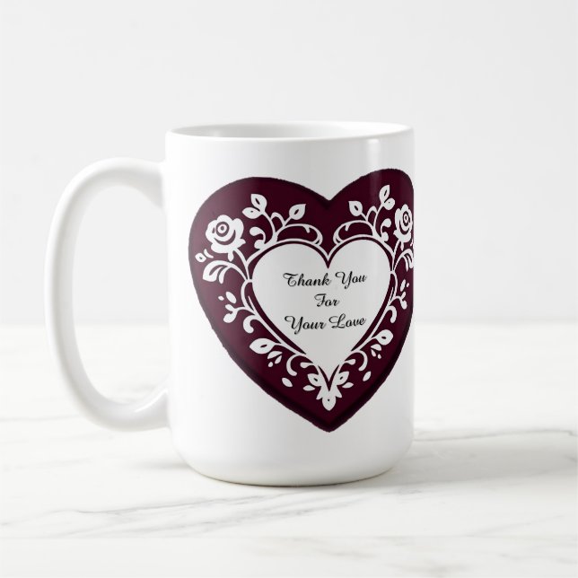 Elegant Heart Card With Red Roses Kaffeetasse (Links)