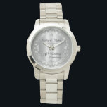 Elegant Heart Diamonds 10. Hochzeitstag Armbanduhr<br><div class="desc">Opulente Eleganz umrahmt dieses 10-jährige Hochzeitsstipendesign in einem einzigartigen geschmolzenen Diamantendesign mit zentrischem Teardrop-Diamant mit Imitaten, die Glitzern auf einem zinnfarbenen Farbverlauf hinzufügen. Originelles Design von Holiday Hearts Designs (Rechte vorbehalten). Bitte beachten Sie, dass alle Verzierungen bedruckt sind und nur so gedruckt werden, dass sie möglichst real in einem flachen,...</div>