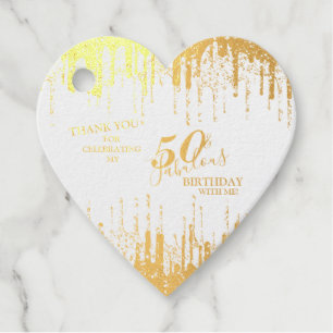 Elegant Heart Gold 50 & Fabulous Birthday Real Geschenkanhänger