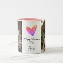 Elegant Heart Happy Valentine's Day Photo Zweifarbige Tasse