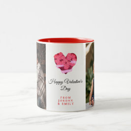 Elegant Heart Happy Valentine's Day Photo Zweifarbige Tasse