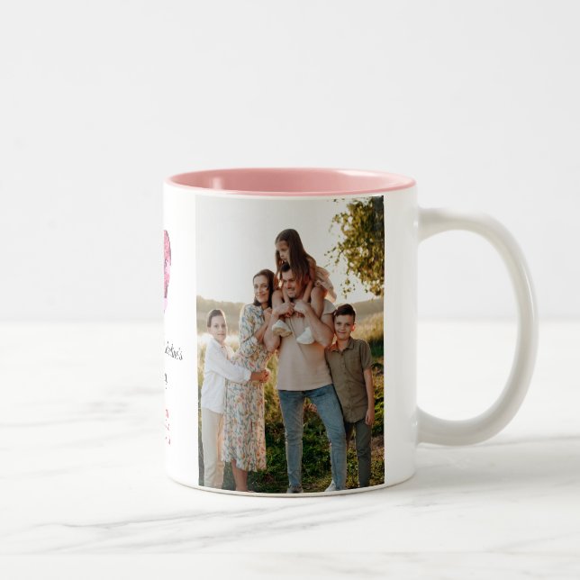 Elegant Heart Happy Valentine's Day Photo Zweifarbige Tasse (Rechts)