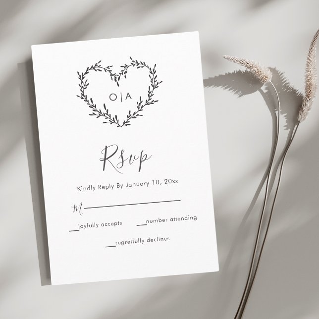 Elegant Heart Script Wedding RSVP Karte (Von Creator hochgeladen)