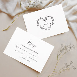 Elegant Heart Script Wedding RSVP Karte