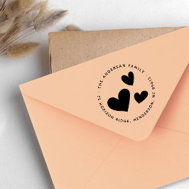 Elegant Hearts Family Name Rücksendeadresse Gummistempel