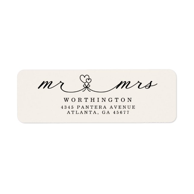 Elegant Hearts Script Mr & Mrs. Wedding Return Lab (Vorne)