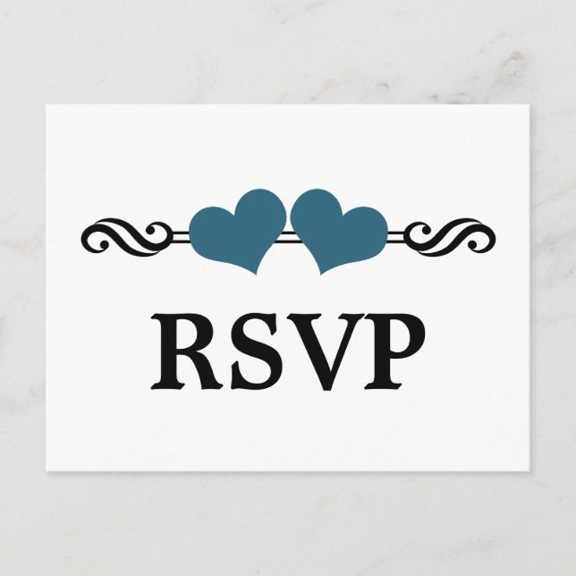 Elegant Hearts UAWG Postcard, Blue Einladungspostkarte (Vorderseite)