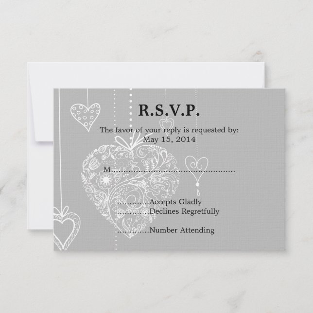 Elegant Hearts Wedding RSVP (Vorderseite)