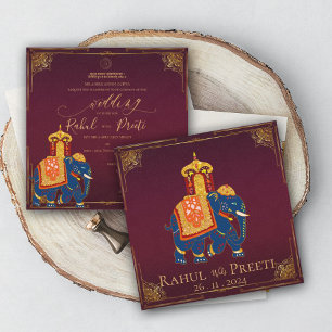 Elegant hell Red Gold Indische Hochzeitseinladung