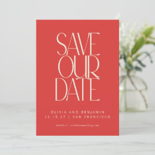 Elegant hell Rot Mitte Jahrhundert Moderne Typogra Save The Date