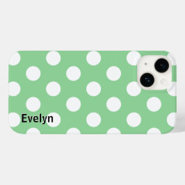 Elegant hellgrüne weiße Polka Dots Gemustert Case-Mate iPhone 14 Hülle