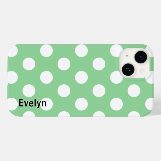 Elegant hellgrüne weiße Polka Dots Gemustert Case-Mate iPhone Hülle (Rückseite (Horizontal))