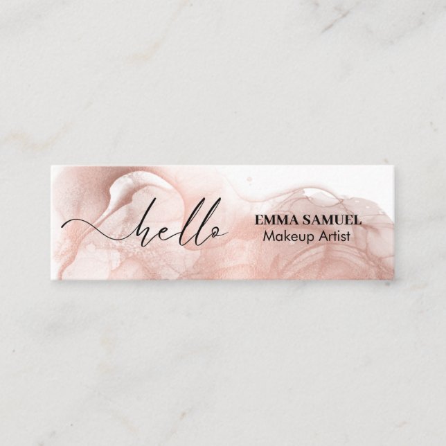 Elegant Hello Minimal Calligraphy Rose Gold Mini Visitenkarte (Vorderseite)