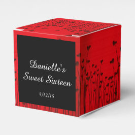 Elegant, Herz rot und schwarz, Sweet 16, Geschenkschachtel