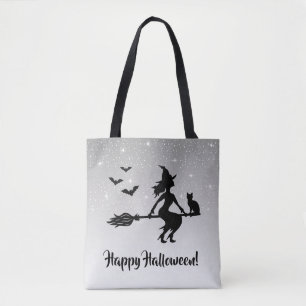 Elegant Hexe Gray und Black Happy Halloween