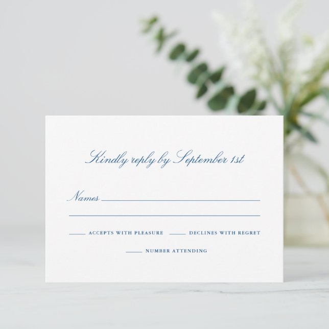 Elegant Hilton Head Number RSVP Karte (Stehend Vorderseite)