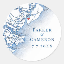 Elegant Hilton Head SC Map Wedding Umschlag Aufkle Runder Aufkleber