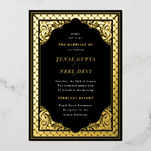 Elegant Hindu Ornament Frame indische Hochzeit Sch Folieneinladung