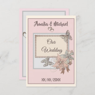 Elegant, Hochzeit, Verlobung, Schmetterling Einladung