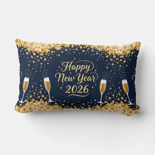 Elegant Holiday Accent Throw Pillow-New Year Lendenkissen (Rückseite)