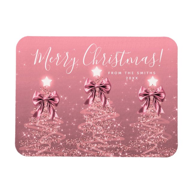 Elegant Holiday Blush Pink Christmas Trees  Magnet (Horizontal)
