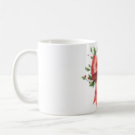 Elegant Holiday Bow with Holly Leaves Design Kaffeetasse