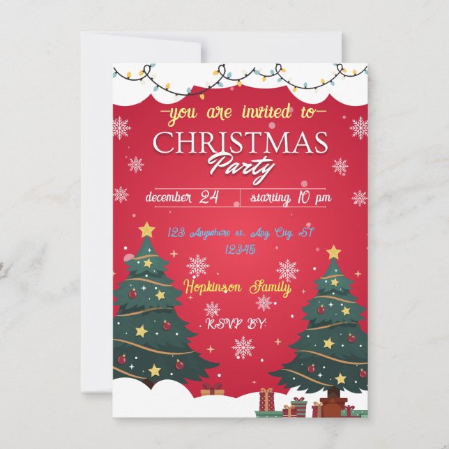 ELEGANT HOLIDAY DELIGHT RED CHRISTAMS PARTY EINLADUNG (Vorderseite)