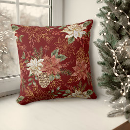 Elegant Holiday Floral Poinsettia Rot Kissen