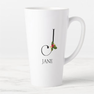 Elegant Holiday Monogram Initial J und Name Milchtasse