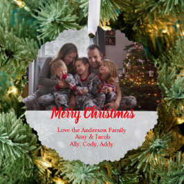 Elegant Holiday Ornament – Add Your Family Photo Karte