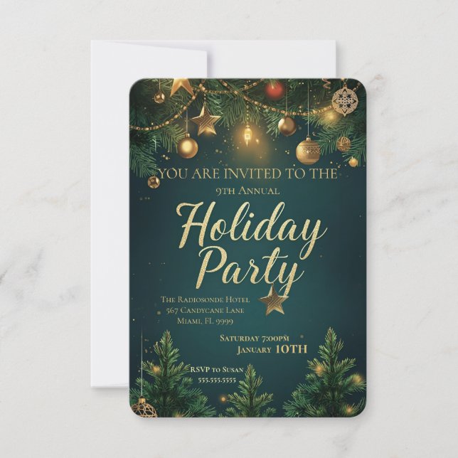 Elegant Holiday Party Invitation Einladung (Vorderseite)