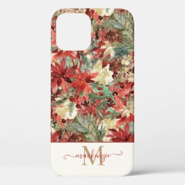 Elegant Holiday Poinsettia Christmas Monogram Case-Mate iPhone Hülle