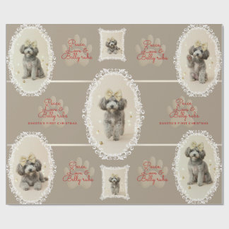 Elegant Holiday Puppy Wrapping Paper (Customize) Geschenkpapier