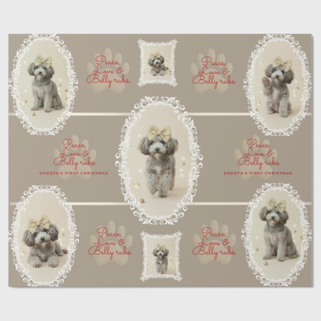 Elegant Holiday Puppy Wrapping Paper (Customize) Geschenkpapier (Flach)